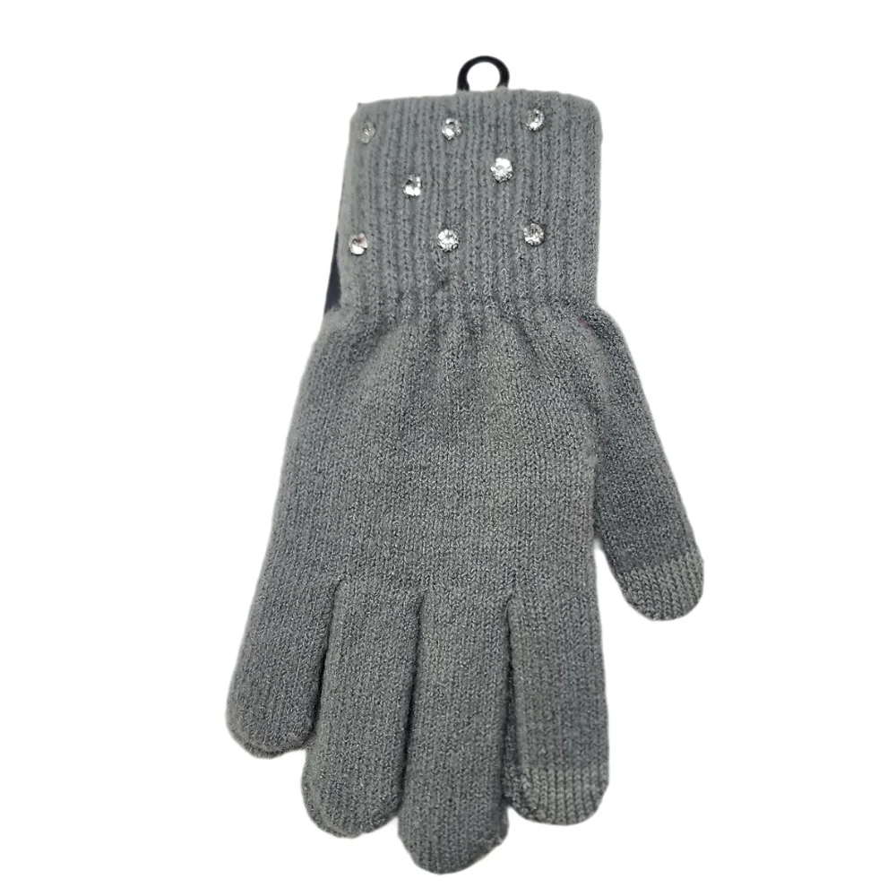 Nicole Miller New York Rhinestones Gloves With Touch-Screen Women One Size